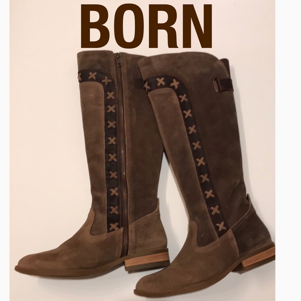 NWT Born Albi natural tall zip side X boots 6.5